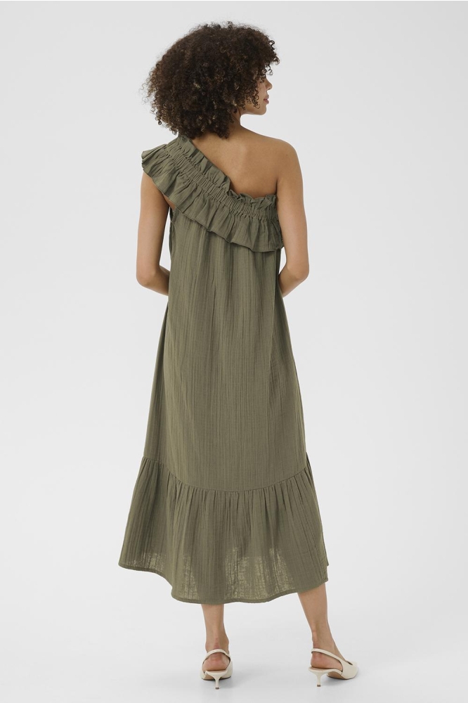 CUELINA ONE SHOULDER DRESS 50110614 170517 DUSKY GREEN